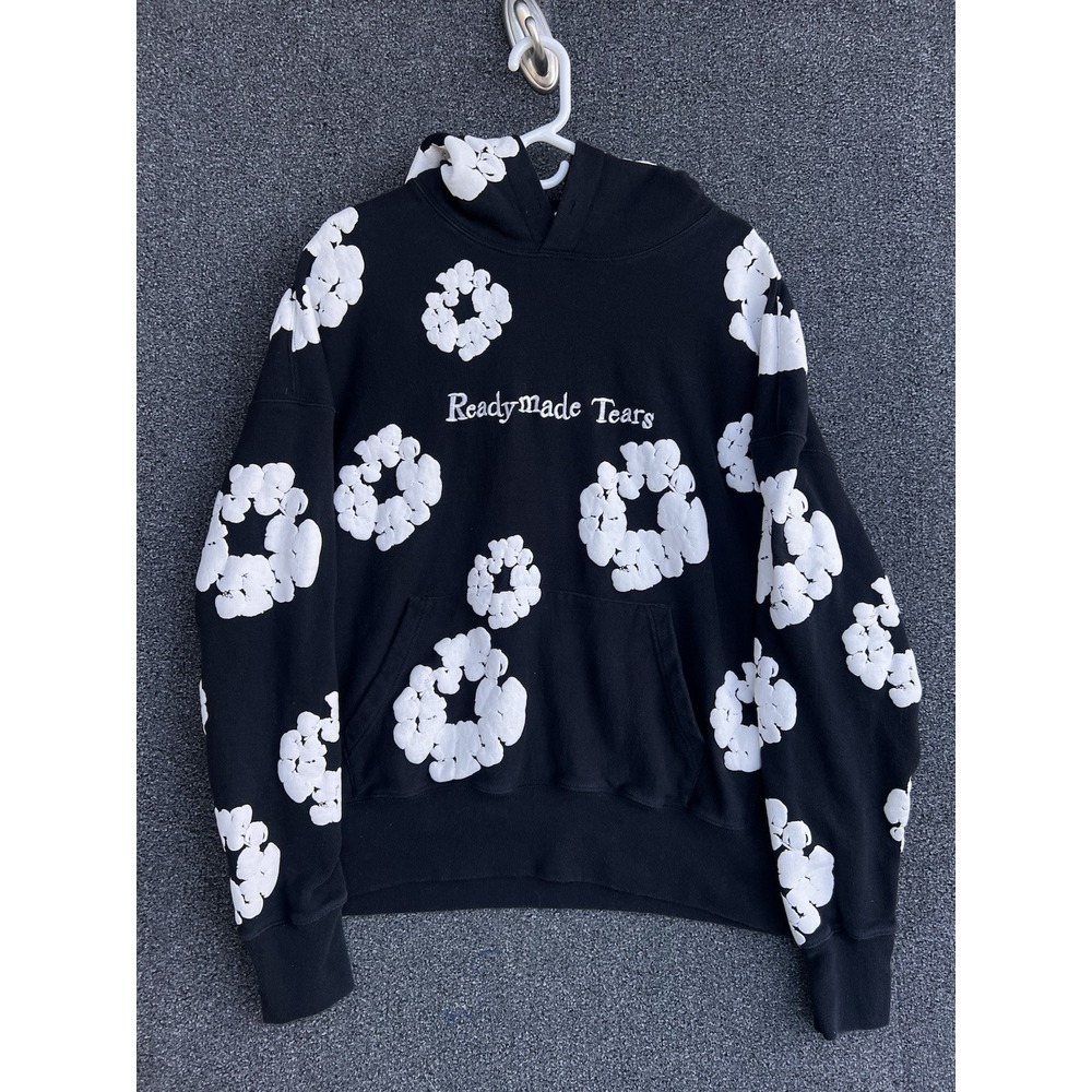 READY MADE X DENIM TEARS COLLAB Black Hoodie Size XL, No Drawstrings!‎